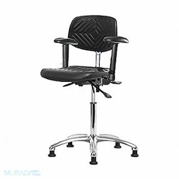 BLUE RIDGE ERGONOMICS Poly ESD Chair Med Tilt Arms Glides, 359F89