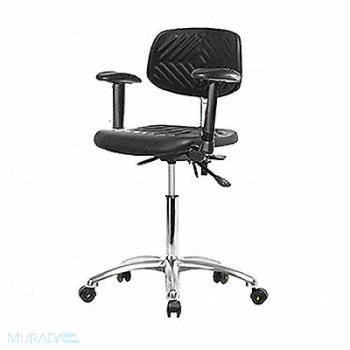 BLUE RIDGE ERGONOMICS Poly ESD Chair Med Bench Arms Casters, 359F96