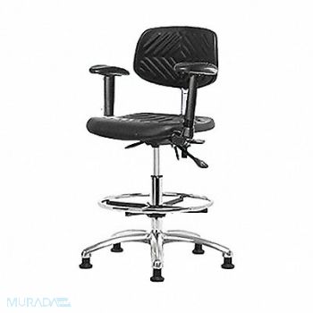 BLUE RIDGE ERGONOMICS Poly ESD Chair Med FR Arms Glides, 359F99