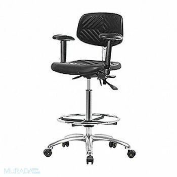 BLUE RIDGE ERGONOMICS Poly ESD Chair High FR Arms Casters, 359G09