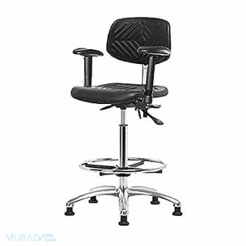 BLUE RIDGE ERGONOMICS Poly ESD Chair High FR Arms Glides, 359G10