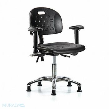 BLUE RIDGE ERGONOMICS Poly Chair Chrome Low AA Stat Black, 359H09