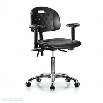 BLUE RIDGE ERGONOMICS Poly Chair Chrome Med AA Cast Black, 359H20