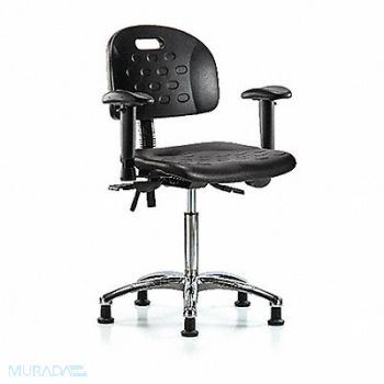 BLUE RIDGE ERGONOMICS Poly Chair Chrome Med AA Stat Black, 359H21