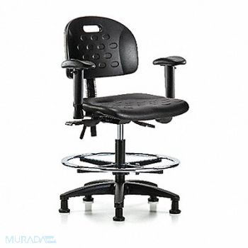 BLUE RIDGE ERGONOMICS Poly Chair Med Tilt AA FR Stat Blk, 359H47