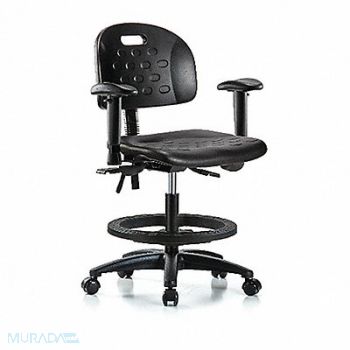 BLUE RIDGE ERGONOMICS Poly Chair Med Tilt AA FR Cast Blk, 359H48