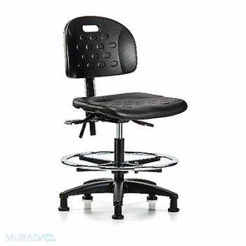 BLUE RIDGE ERGONOMICS Poly Chair Med FR Glides Black Poly, 359H65