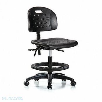 BLUE RIDGE ERGONOMICS Poly Chair Med FR Casters Black Poly, 359H66