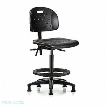 BLUE RIDGE ERGONOMICS Poly Chair High FR Glides Black Poly, 359H83