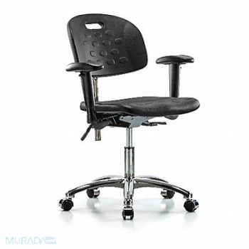 BLUE RIDGE ERGONOMICS Poly CR Chair Desk Arms Casters Blk, 359J65