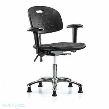 BLUE RIDGE ERGONOMICS Poly CR Chair Desk Arms Glides Blk, 359J66