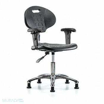 BLUE RIDGE ERGONOMICS Erie Poly CR Chr Desk AA Glides Blk, 359J94