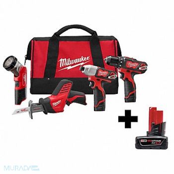 MILWAUKEE Cordless Combination Kit 4 Tools 12V DC, 359WG8