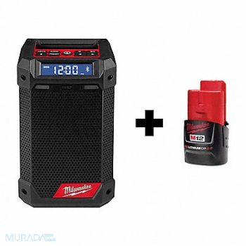 MILWAUKEE Jobsite Charger Radio Kit 2Ah 12V, 359YV4