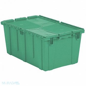 ORBIS E3380 Attached Lid Container Green Solid HDPE, 35HX84