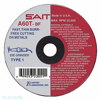 UNITED ABRASIVES-SAIT CutOff Wheel A60T 7 x.062 x1-1/4, 35KH26