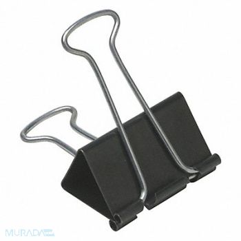 SKILCRAFT Binder Clip 2in. Steel Blk/Slvr PK12, 35KR82
