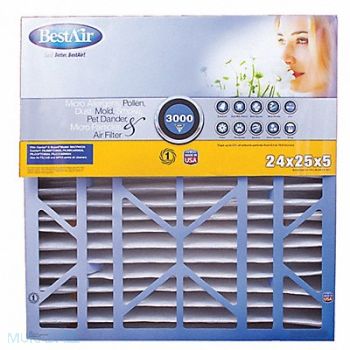 BESTAIR PRO Furn Air Clean Filt MERV 13 24x25x5 2PK, 35NZ56