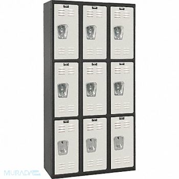 HALLOWELL Lckr 3x3Lckr LtGry/Bk 72 x36 x18 UnAssm, 35UW63