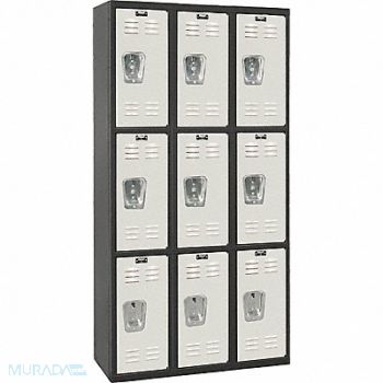 HALLOWELL Lckr 3x3Lckr LtGry/Blk 72 x36 x18 Assm, 35UW87