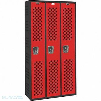 HALLOWELL Lckr 1x3Lckr Red/Blk 72 x36 x18 Assm, 35UW93
