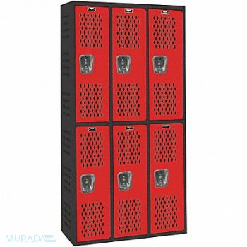 HALLOWELL Lckr 2x3Lckr Red/Blk 72 x36 x18 Assm, 35UW95
