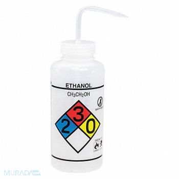 SP SCIENCEWARE Wash Bottle Std 32 oz Ethanol White PK2, 35V633
