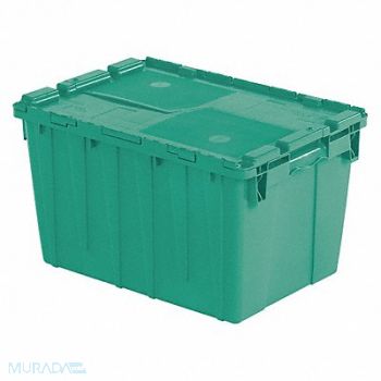 ORBIS E3369 Attached Lid Container Green Solid HDPE, 35VY08