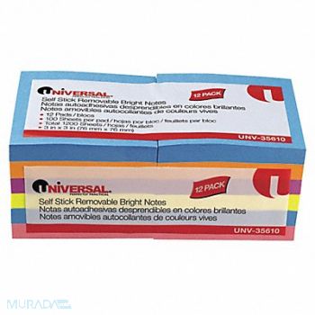 UNIVERSAL ONE Sticky Notes 3 x 3 PK12, 35X077