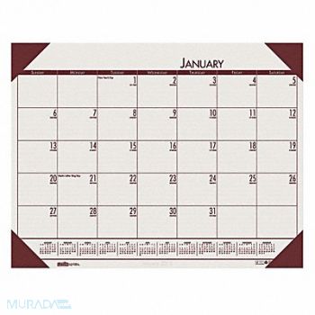 HOUSE OF DOOLITTLE Monthly Desk Pad Calendar 22x17 In Cream, 35X169