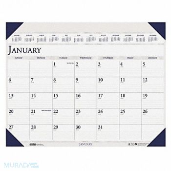 HOUSE OF DOOLITTLE Monthly Desk Pad Calendar 24x19 In Blue, 35X186