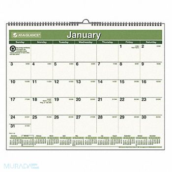 AT-A-GLANCE Wall Calendar Recycled 15x12 In., 35X253