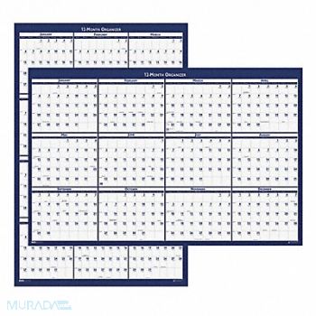 HOUSE OF DOOLITTLE Wall Calendar Reverse/Erase 66x33 In., 35X273