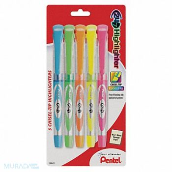 PENTEL Highlighter Set Blu Grn Orn Pnk Ylw PK5, 35X933