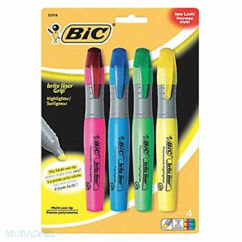 BIC Highlighter Set Flourescent XL Grip PK4, 35X935
