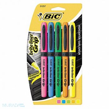 BIC Highlighter Set Flourescent Rubber PK5, 35X942
