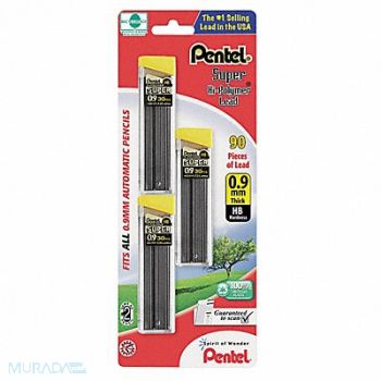 PENTEL Lead Refills 0.9mm Point Size PK90, 35X969