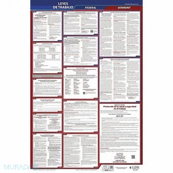 JJ KELLER Labor Law Poster Fed/STA VT SP 26inH 3yr, 36ET49