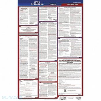 JJ KELLER Labor Law Poster Fed/STA WA SP 26inH 3yr, 36ET50