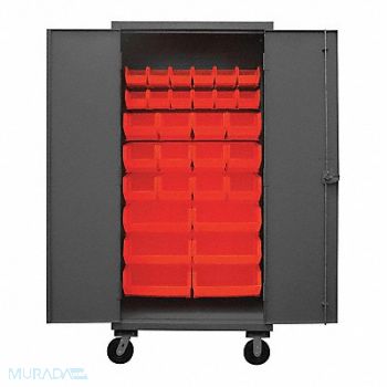 DURHAM MFG K4880 Bin Cabinet 80 x36 x24 Gray 30RedBns, 36EZ59