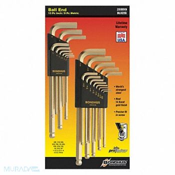 BONDHUS L-Wrench Set 22 pcs GLDGRD Ball, 367A60