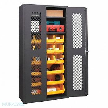 DURHAM MFG K4949 Bin Cabinet 72 x36 x18 Gray 18YlwBns, 36FA01