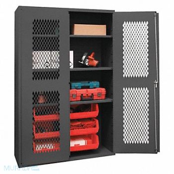 DURHAM MFG K4951 Bin Cabinet 72 x48 x24 Gray 6RedBns, 36FA26