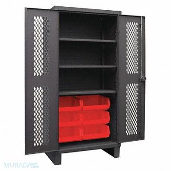 DURHAM MFG K4952 Bin Cabinet 78 x36 x24 Gray 6RedBns, 36FA35