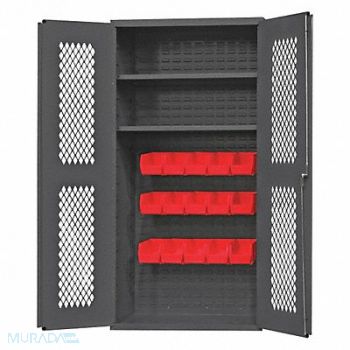 DURHAM MFG K4950 Bin Cabinet 72 x36 x24 Gray 15RedBns, 36FC38