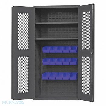DURHAM MFG K4950 Bin Cabinet 72 x36 x24 Gray 15BlueBns, 36FC39