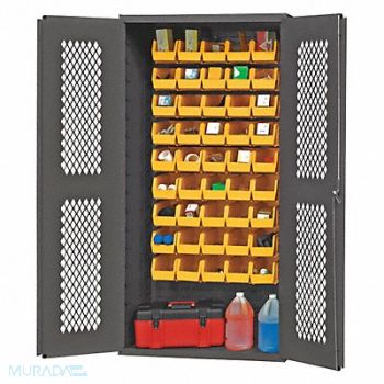 DURHAM MFG K4943 Bin Cabinet 72 x36 x18 Gray 45YlwBns, 36FC37