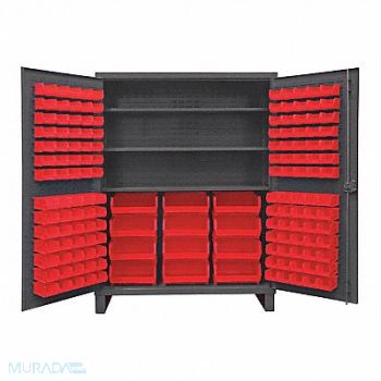 DURHAM MFG K4929 Bin Cabinet 78 x60 x24 Gray 156RedBns, 36FC63