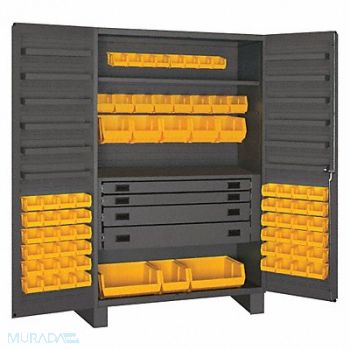 DURHAM MFG K4940 Bin Cabinet Gray 78 x48 x24 72YllwBns, 36FC84