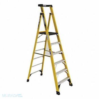 WERNER Podium Stepladder 6 ft Fiberglass 375 lb, 36FX52